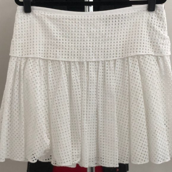 RAG & BONE White Cotton Perforated A-Line Skirt